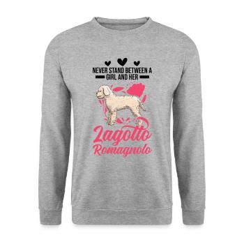 Lagotto Romagnolo Fille Chien d’Eau - Sweat-shirt Unisexe - gris chiné - Devant - Alina (178cm) & Michal (187cm)