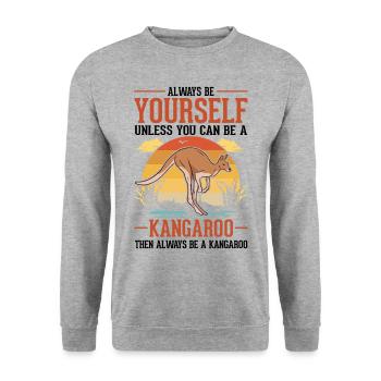 Always be yourself Kangaroo Australia Kangaroo - Unisex Sweatshirt - salt & pepper - Front - Alina (178cm) & Michal (187cm)