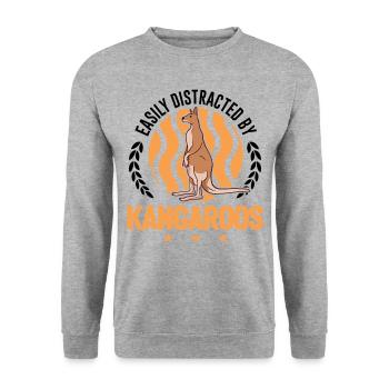 Easily distracted by Kangaroos Kangaroo - Unisex Sweatshirt - salt & pepper - Front - Alina (178cm) & Michal (187cm)