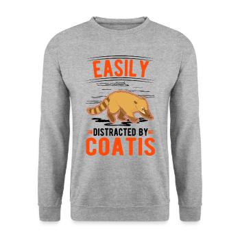 Easily distracted by Coatis Nasenbär - Unisex Sweatshirt - salt & pepper - Front - Alina (178cm) & Michal (187cm)