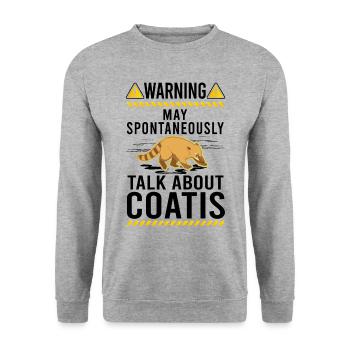 Warning coati proboscis Coati - Unisex Sweatshirt - salt & pepper - Front - Alina (178cm) & Michal (187cm)