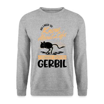 Gerbil Gift Racing Rat Gerbil - Unisex Sweatshirt - salt & pepper - Front - Alina (178cm) & Michal (187cm)