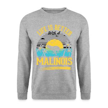 Life is better with a Malinois - Unisex Sweatshirt - salt & pepper - Front - Alina (178cm) & Michal (187cm)