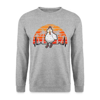 Poulets Heartbeat Chicken Farmer - Sweat-shirt Unisexe - gris chiné - Devant - Alina (178cm) & Michal (187cm)