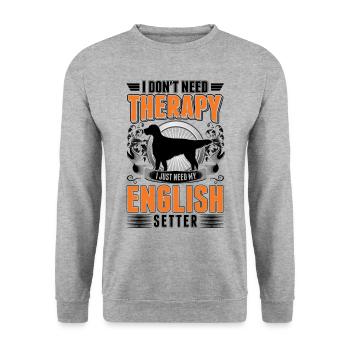 Setter Anglais Thérapie Setter Anglais - Sweat-shirt Unisexe - gris chiné - Devant - Alina (178cm) & Michal (187cm)