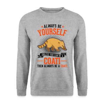 Always be yourself Coati Nasenbär - Unisex Sweatshirt - salt & pepper - Front - Alina (178cm) & Michal (187cm)