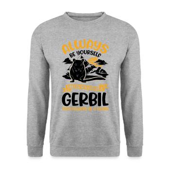 Gerbil Gift Racing Rat Gerbil - Unisex Sweatshirt - salt & pepper - Front - Alina (178cm) & Michal (187cm)
