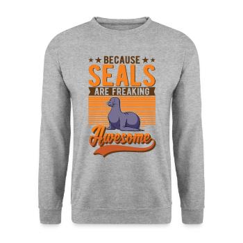 Cadeau de phoque Phoque Lion de mer - Sweat-shirt Unisexe - gris chiné - Devant - Alina (178cm) & Michal (187cm)