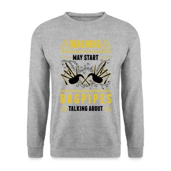 Avertissement cornemuse cornemuse - Sweat-shirt Unisexe - gris chiné - Devant - Alina (178cm) & Michal (187cm)