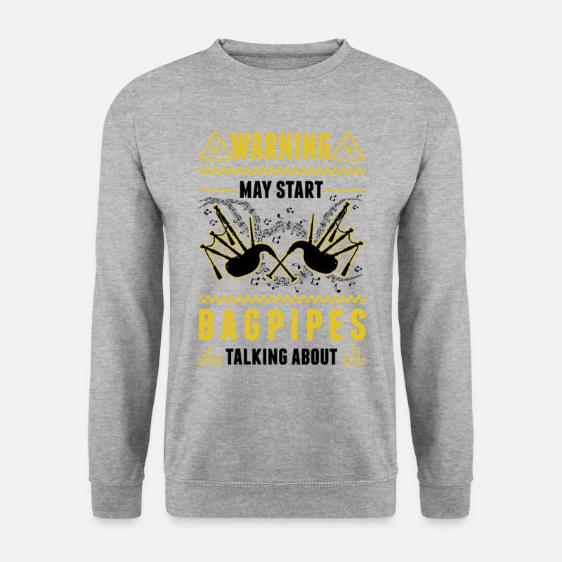 Warnung Dudelsack Dudelsackspieler - Unisex Pullover - Weißgrau meliert