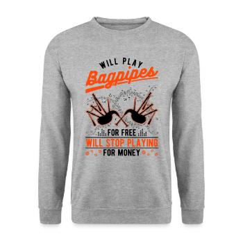 Bagpipes Money Bagpipers - Unisex Sweatshirt - salt & pepper - Front - Alina (178cm) & Michal (187cm)