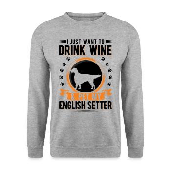 Setter anglais et Wine English Setter - Sweat-shirt Unisexe - gris chiné - Devant - Alina (178cm) & Michal (187cm)