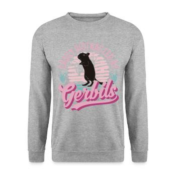Facilement distrait par la gerbille de Gerbille - Sweat-shirt Unisexe - gris chiné - Devant - Alina (178cm) & Michal (187cm)