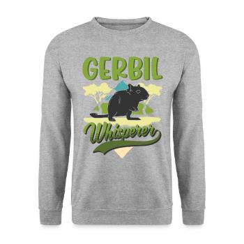 Gerbil Whisperer Racing Rat Gift Gerbil - Unisex Sweatshirt - salt & pepper - Front - Alina (178cm) & Michal (187cm)