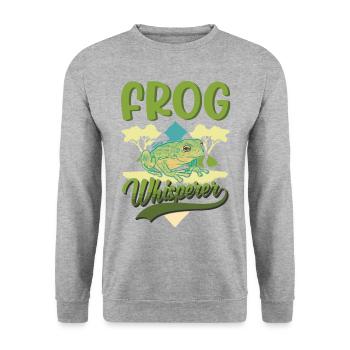 Frosch Flüsterer Geschenk Laubfrosch - Unisex Pullover - Weißgrau meliert - Vorne - Alina (178cm) & Michal (187cm)