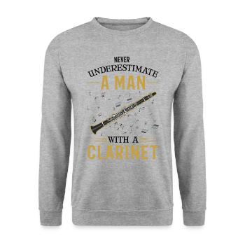 Clarinettes Homme Clarinettiste Clarinettiste - Sweat-shirt Unisexe - gris chiné - Devant - Alina (178cm) & Michal (187cm)