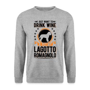 Lagotto Romagnolo et vin - Sweat-shirt Unisexe - gris chiné - Devant - Alina (178cm) & Michal (187cm)