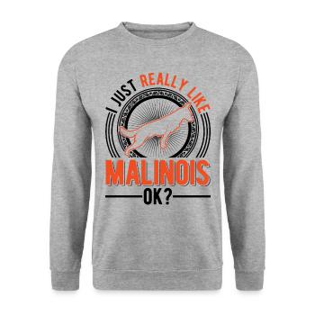 Belgian Malinois Mechelse Herder - Unisex Sweatshirt - salt & pepper - Front - Alina (178cm) & Michal (187cm)