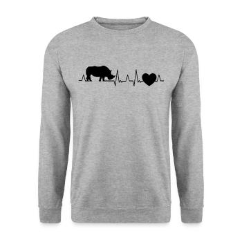 Rhino Heartbeat Rhino - Unisex Sweatshirt - salt & pepper - Front - Alina (178cm) & Michal (187cm)