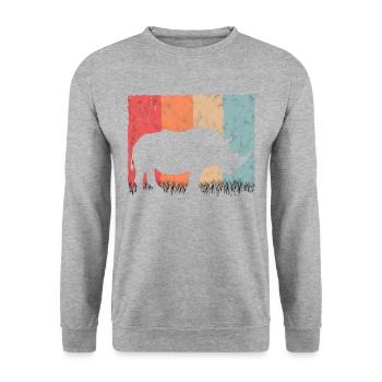 Nashorn Retro Rhino Vintage - Unisex Sweatshirt - salt & pepper - Front - Alina (178cm) & Michal (187cm)