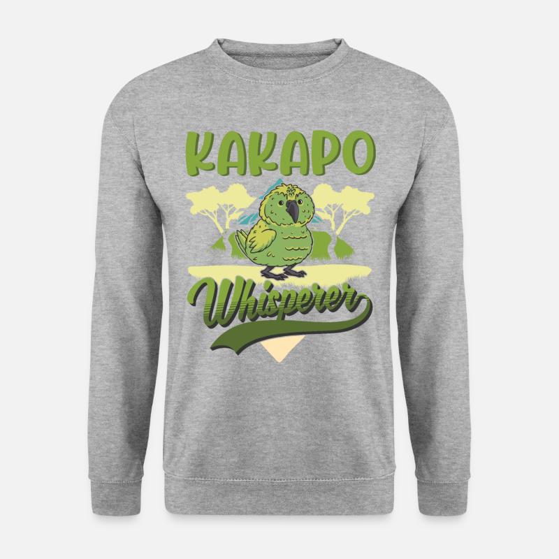 Kakapo Flüsterer Nachtpapagei - Unisex Pullover - Weißgrau meliert