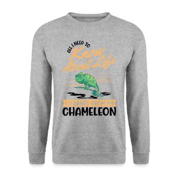 Caméléon Cadeau Caméléon - Sweat-shirt Unisexe - gris chiné - Devant - Alina (178cm) & Michal (187cm)