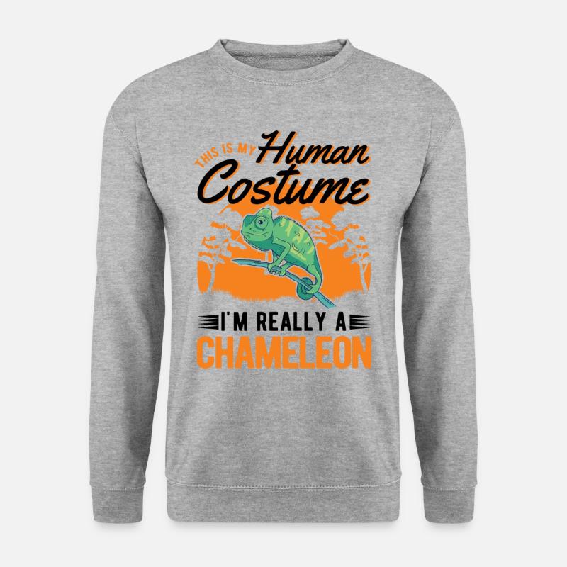 Chamäleon Halloween Human Costume Chameleon - Unisex Pullover - Weißgrau meliert