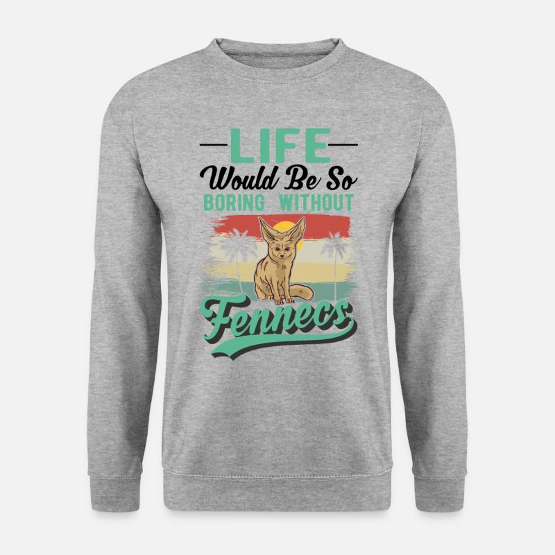 Fennek Geschenk Fennec Wüstenfuchs - Unisex Pullover - Weißgrau meliert
