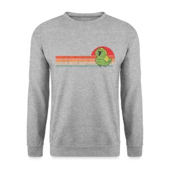 Kakapo Retro Nachtpapagei Vintage - Unisex Pullover - Weißgrau meliert - Vorne - Alina (178cm) & Michal (187cm)