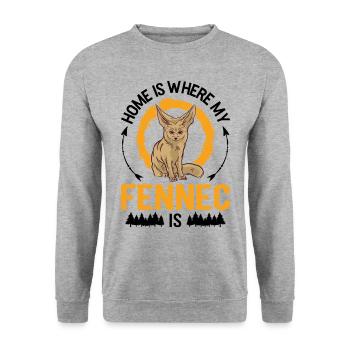 Zuhause ist wo mein Fennek ist - Unisex Pullover - Weißgrau meliert - Vorne - Alina (178cm) & Michal (187cm)