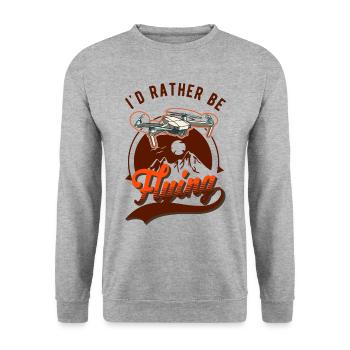 I'd rather be flying Drohne Drohnenpilot - Unisex Pullover - Weißgrau meliert - Vorne - Alina (178cm) & Michal (187cm)