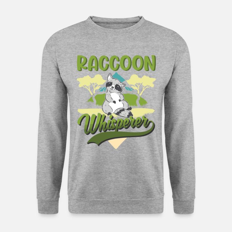Waschbär Flüsterer Raccoon - Unisex Pullover - Weißgrau meliert