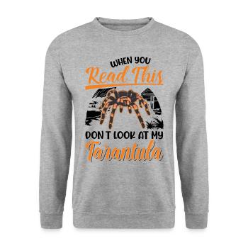 Tarantel Geschenk Spinne Tarantula - Unisex Pullover - Weißgrau meliert - Vorne - Alina (178cm) & Michal (187cm)