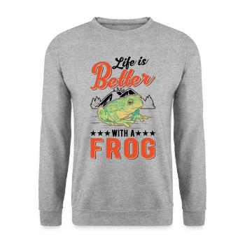 La vie est meilleure avec une grenouille - Sweat-shirt Unisexe - gris chiné - Devant - Alina (178cm) & Michal (187cm)