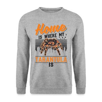 Zuhause ist wo meine Tarantel ist - Unisex Pullover - Weißgrau meliert - Vorne - Alina (178cm) & Michal (187cm)