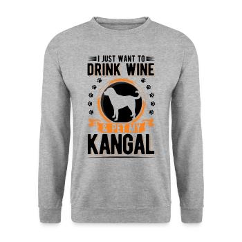Kangal and wine Anatolian Shepherd Dog - Unisex Sweatshirt - salt & pepper - Front - Alina (178cm) & Michal (187cm)