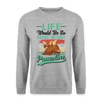 Pangolin Geschenk Schuppentier - Unisex Pullover - Weißgrau meliert - Vorne - Alina (178cm) & Michal (187cm)