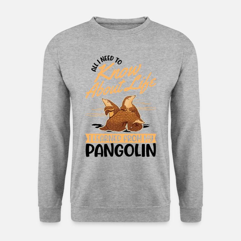 Pangolin Geschenk Schuppentier - Unisex Pullover - Weißgrau meliert