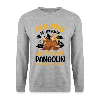 Always be yourself Pangolin Schuppentier - Unisex Sweatshirt - salt & pepper - Front - Alina (178cm) & Michal (187cm)