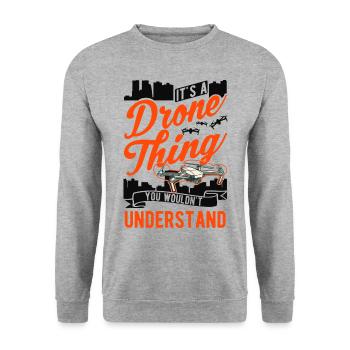 Drone Pilot Cadeau Drone Quadcopter - Sweat-shirt Unisexe - gris chiné - Devant - Alina (178cm) & Michal (187cm)