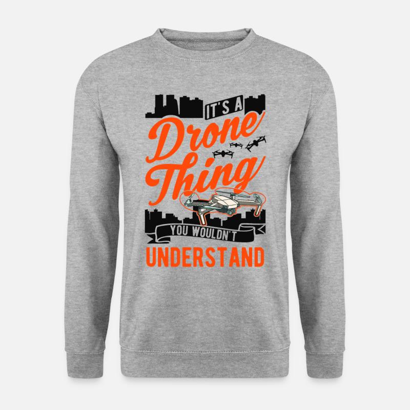 Drohnenpilot Geschenk Drohne Quadrocopter - Unisex Pullover - Weißgrau meliert