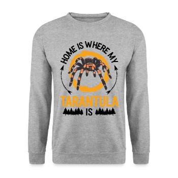 Zuhause ist wo meine Tarantel ist - Unisex Pullover - Weißgrau meliert - Vorne - Alina (178cm) & Michal (187cm)