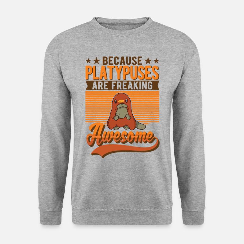 Schnabeltier Geschenk Platypus - Unisex Pullover - Weißgrau meliert
