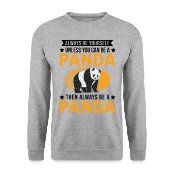 Always be yourself Panda - Unisex Sweatshirt - salt & pepper - Front - Alina (178cm) & Michal (187cm)