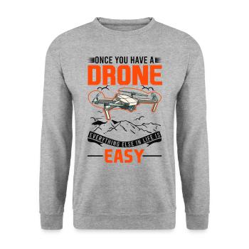 Drone Drone Pilot Quadcopter - Sweat-shirt Unisexe - gris chiné - Devant - Alina (178cm) & Michal (187cm)