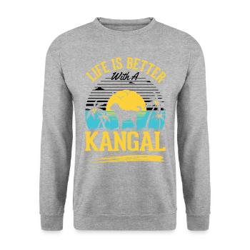 La vie est meilleure avec un Kangal - Sweat-shirt Unisexe - gris chiné - Devant - Alina (178cm) & Michal (187cm)