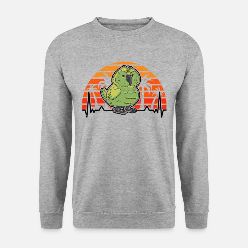 Kakapo Herzschlag Retro - Unisex Pullover - Weißgrau meliert