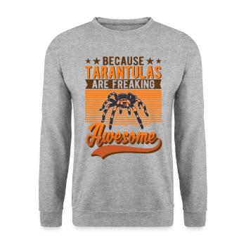 Because Tarantulas are freaking awesome Tarantel - Unisex Pullover - Weißgrau meliert - Vorne - Alina (178cm) & Michal (187cm)