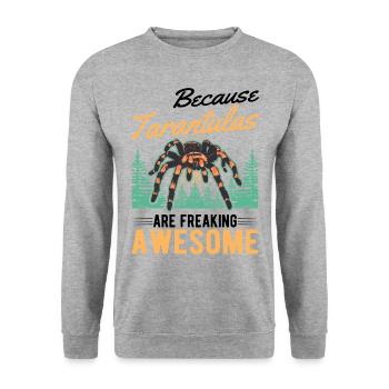 Because Tarantulas are freaking awesome Tarantel - Unisex Pullover - Weißgrau meliert - Vorne - Alina (178cm) & Michal (187cm)