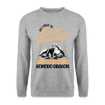 Komodowaran Komododrache Waran - Unisex Pullover - Weißgrau meliert - Vorne - Alina (178cm) & Michal (187cm)